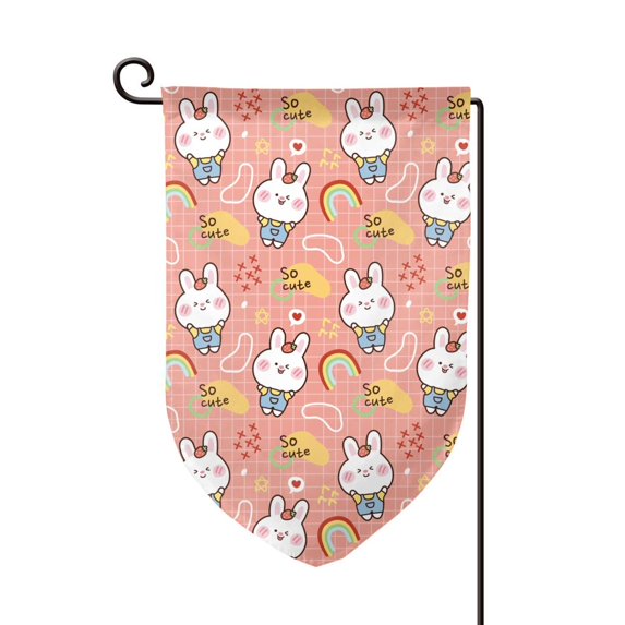 Wukai Rabbit So Cute Print Garden Flag 12.5x18 Inch Double Sided Sun-resistant Rain-resistant, Wrinkle-resistant Colorfast(Only Flag)