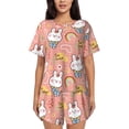thumbnail image 1 of "Wukai Rabbit So Cute Women's Pajama Set - Short-Sleeve Top and Shorts with Elastic Waistband and Pockets for Loungewear, Yoga, and Casual Wear-4X-Large, 1 of 8