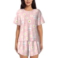 thumbnail image 1 of "Wukai Rabbit Sunflower Women's Pajama Set - Short-Sleeve Top and Shorts with Elastic Waistband and Pockets for Loungewear, Yoga, and Casual Wear-3X-Large, 1 of 8
