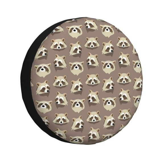 Wukai Raccoon Print Spare Tire Cover for RV Trailer,Waterproof PVC Faux Leather Wheel Cover Fit for Truck,Trailer,RV,SUV,Camper and Most Vehicle-16 inch
