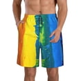 thumbnail image 1 of Wukai Rainbow Colored Print Beach Trunks with Compression Liner Swimsuit Quick Dry Beach Sports Shorts with Pocket-Small, 1 of 8