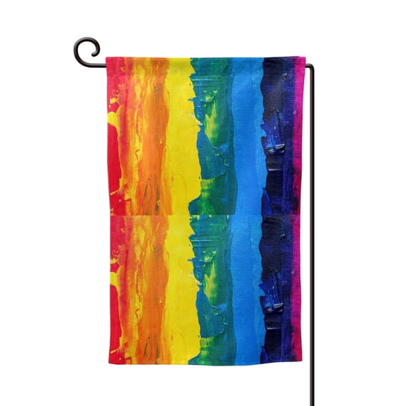 Wukai Rainbow Colored Print Garden Flag 12.5x18 Inch Double Sided Sun-resistant Rain-resistant, Wrinkle-resistant Colorfast(Only Flag)