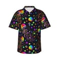 thumbnail image 1 of Wukai Rainbow Jellyfishes Men's Hawaiian Shirt Short Sleeve Casual Button Down Summer Beach Aloha Shirt Tropical Print Holiday Party, 1 of 8