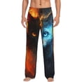 thumbnail image 1 of Wukai Red And Blue Fire Cat Mens PJ Pajama Pants|Sleepwear Plaid PJs with Pockets|Men's Lightweight Open-Hem Lounge Pants-X-Large, 1 of 6