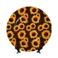 thumbnail image 1 of Wukai Red Black Plaid Sunflower Print Decorative Plate for Display,Bone China Decorative Plate, Ceramic Dinner Plate with Stand, Vertical Ceramic Plate-8in, 1 of 6