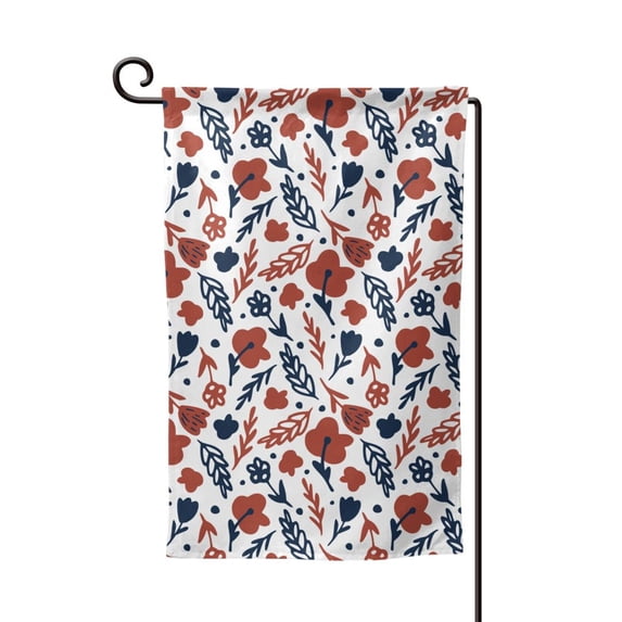Wukai Red Blue Leaves Print Garden Flag 12.5x18 Inch Double Sided Sun-resistant Rain-resistant, Wrinkle-resistant Colorfast(Only Flag)