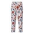 thumbnail image 1 of Wukai Red Blue Leaves Print Teenagers' Pajama Pant Sleep Pajama Lounge Pant PJ Bottoms with Pockets and Button Fly(Available in Big & Tall)-Small, 1 of 6