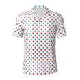 thumbnail image 1 of Wukai Red Blue Polka Dots Men’s Polo Shirts,Quick-Dry Athletic Shirt,Classic Fit Shirts-Small, 1 of 8