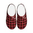 thumbnail image 1 of Wukai Red Buffalo Plaid Print Women's Indoor Bedroom Slipper Slip On Shoes, Unisex House Shoes with Anti-Skid Sole for Men, Gift for Women Men-35/36, 1 of 7