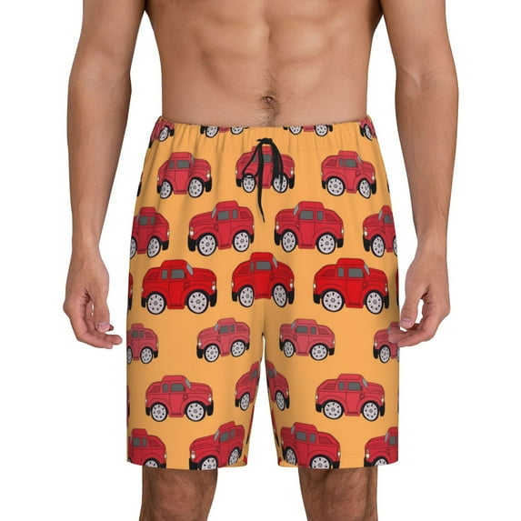 Wukai Red Cars Men’s Short Pajama Pants With Pockets Soft Sleep Pj Shorts for Men-Medium