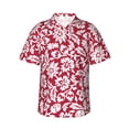 thumbnail image 1 of Wukai Red Flowers Men's Hawaiian Shirt Short Sleeve Casual Button Down Summer Beach Aloha Shirt Tropical Print Holiday Party, 1 of 8