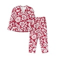 thumbnail image 1 of Wukai Red Flowers Print Women's Pajama Set - Soft Long Sleeve Sleepwear for Comfort and Style-Large, 1 of 9