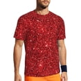 thumbnail image 1 of Wukai Red Glitter Print Men's Short-Sleeved Mesh T-Shirt,Quick-Dry Short Sleeve Workout T-Shirt-X-Small, 1 of 8