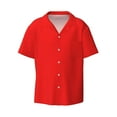 thumbnail image 1 of Wukai Red Men's Casual Short-Sleeve Button Down Shirt - Lightweight Summer Dress Shirt for Daily Wear-Large, 1 of 7