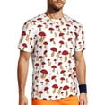 thumbnail image 1 of Wukai Red Mushroom Print Men's Short-Sleeved Mesh T-Shirt,Quick-Dry Short Sleeve Workout T-Shirt-Large, 1 of 8