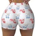thumbnail image 1 of Wukai Red Squirrel And Blue Rabbit Print Pack Biker Shorts for Women Yoga Workout Gym Running Scrunch Active Shorts-Small, 1 of 8