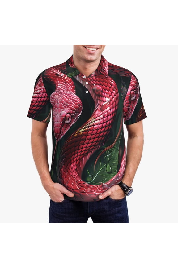 Red Viper Jungle Intensity Men’s Polo Shirts Sleeve,Camisas Polo Para Hombre,True Classic Tees Men-Large
