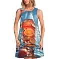 thumbnail image 1 of Wukai Refreshing Citrus Splash Print Women's Sleeveless Dress, Loose Fit Casual Dress for Women, Comfortable Sleeveless Summer Dress, 1 of 7