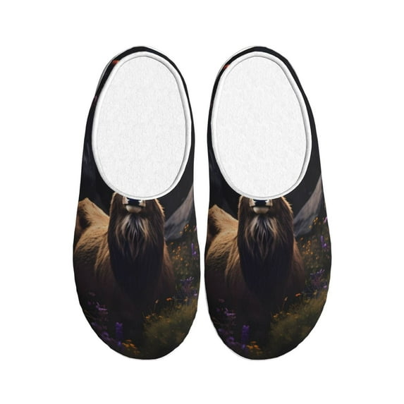 Wukai Regal Stag In Forest Print Women's Indoor Bedroom Slipper Slip On Shoes, Unisex House Shoes with Anti-Skid Sole for Men, Gift for Women Men-39/40