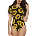 thumbnail image 1 of Naloa Sunflower 6 Women's Short-Sleeved Onesie, One-Piece Swimsuit for Parties, dates, clubs - Medium, 1 of 9