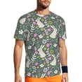 thumbnail image 1 of Wukai Retro Bunny Floral Print Men's Short-Sleeved Mesh T-Shirt,Quick-Dry Short Sleeve Workout T-Shirt-, 1 of 8