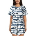 thumbnail image 1 of Wukai Retro Coconut Tree Women's Pajama Set,Short-Sleeve Top and Shorts with Elastic Waistband and Pockets for Loungewear, Yoga, and Casual Wear-4X-Large, 1 of 8