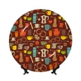 thumbnail image 1 of Wukai Retro Coffee Print Decorative Plate for Display,Bone China Decorative Plate, Ceramic Dinner Plate with Stand, Vertical Ceramic Plate-10in, 1 of 6