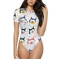 thumbnail image 1 of Naloa Cute Dog Women's Short-Sleeved Onesie, One-Piece Swimsuit for Parties, dates, clubs - X-Large, 1 of 9