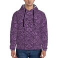 thumbnail image 1 of Wukai Retro Florals Purple Print Men Hoodies Fleece Sweatshirts Long Sleeve Sweaters Pullover Fall Outfits Winter Clothes-Small, 1 of 7