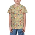 thumbnail image 1 of Wukai Retro Geometry Youth Unisex Short Sleeve T-Shirt for Boys, Girls, Teens, and Kids-Large, 1 of 7