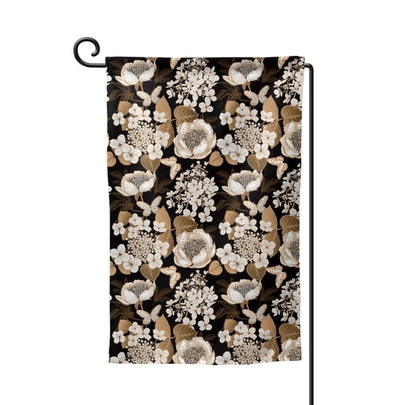 Wukai Retro Hydrangeas Print Garden Flag 12.5x18 Inch Double Sided Sun-resistant Rain-resistant, Wrinkle-resistant Colorfast(Only Flag)