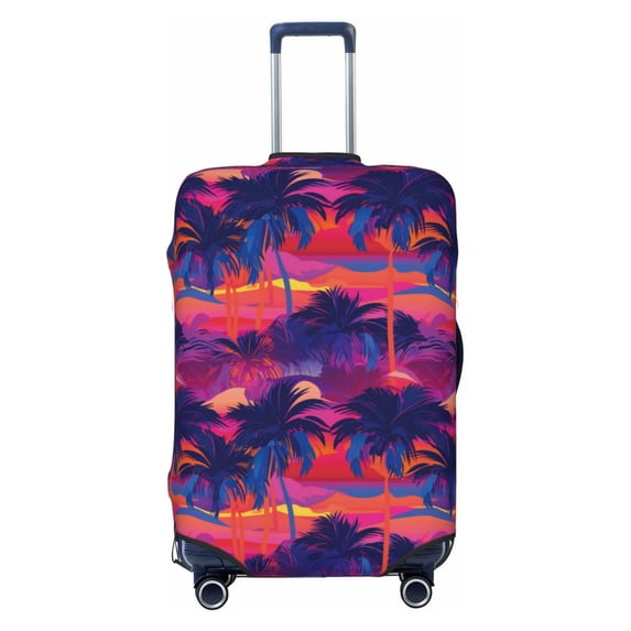 Wukai Retro Palms Elastic Luggage Cover: Personalized Protection for Your Suitcase - Fits 19~29-inch, Washable & Durable Travel Companion-Small