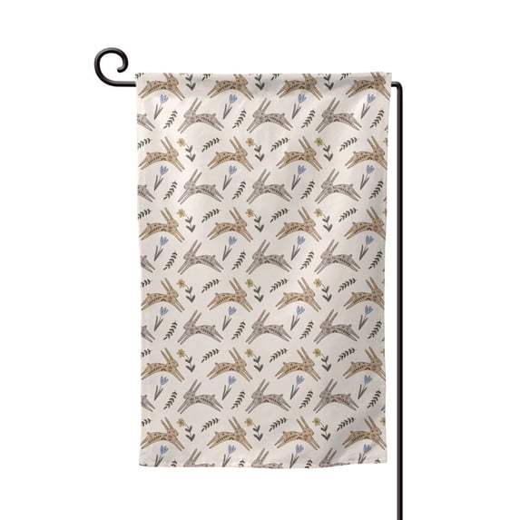 Wukai Retro Rabbit Print Garden Flag 12.5x18 Inch Double Sided Sun-resistant Rain-resistant, Wrinkle-resistant Colorfast(Only Flag)