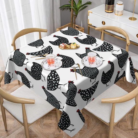 Wukai Retro Rooster Waterproof Tablecloth for Kitchen Dining, Fits Square Tables for 2-4 Seats -60"x60"
