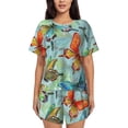 thumbnail image 1 of Wukai Retro Seamless Flying Butterflies Women's Pajama Set,Short-Sleeve Top and Shorts with Elastic Waistband and Pockets for Loungewear, Yoga, and Casual Wear-XX-Large, 1 of 6