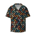 thumbnail image 1 of Wukai Retro Tape Men's Casual Short-Sleeve Button Down Shirt - Lightweight Summer Dress Shirt for Daily Wear-Small, 1 of 1
