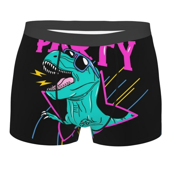Wukai Rex Dinosaur With Sunglasses Print Men’s Underwear Breathable Boxer Briefs, Moisture Wicking & Breathable-XX-Large