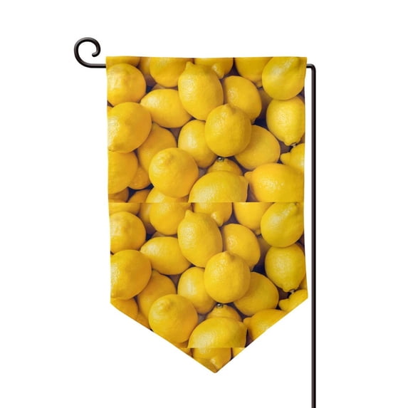 Wukai Ripe Yellow Lemon Print Garden Flag 12.5x18 Inch Double Sided Sun-resistant Rain-resistant, Wrinkle-resistant Colorfast(Only Flag)