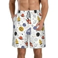 thumbnail image 1 of Wukai Rocket Planets Print Beach Trunks with Compression Liner Swimsuit Quick Dry Beach Sports Shorts with Pocket-Large, 1 of 8