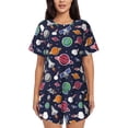 thumbnail image 1 of Wukai Rocket Satellite Women's Pajama Set,Short-Sleeve Top and Shorts with Elastic Waistband and Pockets for Loungewear, Yoga, and Casual Wear-, 1 of 6