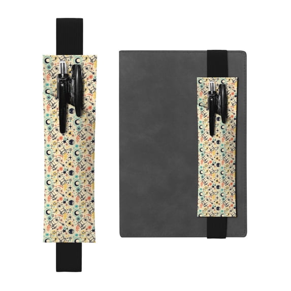 Wukai Rockets Adjustable Elastic Band Leather Pen Holder,Pencil Holder,Pen Sleeve Pouch for Notebooks,Planners,and Books