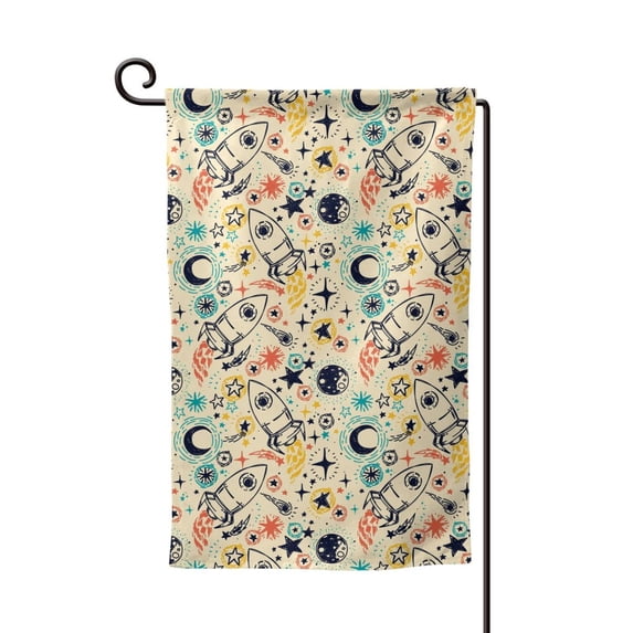 Wukai Rockets Print Garden Flag 12.5x18 Inch Double Sided Sun-resistant Rain-resistant, Wrinkle-resistant Colorfast(Only Flag)