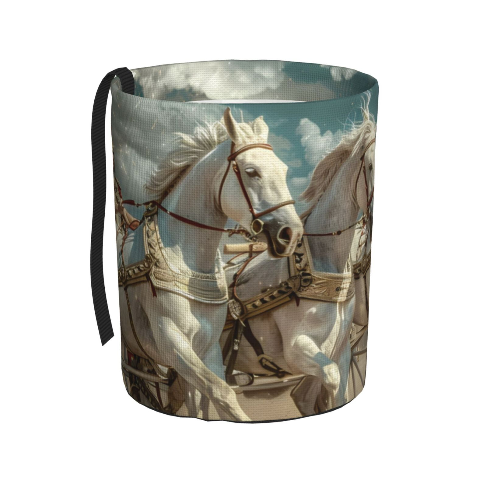 Sunset Horse Print Car Trash Can – Leak-Proof, Collapsible & Hanging Auto Garbage Bin For Cars, SUVs, Trucks