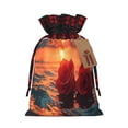 thumbnail image 1 of Wukai Romantic Roses Sunset Ocean Print Christmas Burlap Bags,Drawstring Christmas Burlap Goody Gift Candy Bags Xmas Burlap Treat Bags for Candy Wrapper Xmas Party Favors-Black, 1 of 8
