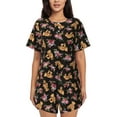 thumbnail image 1 of Wukai Rose Flower Bear Women's Pajama Set,Short-Sleeve Top and Shorts with Elastic Waistband and Pockets for Loungewear, Yoga, and Casual Wear-XX-Large, 1 of 8