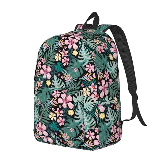 Wukai Rose Flowers Durable Canvas Laptop Backpack,Adjustable Shoulder Straps,Water-Resistant,Large Capacity,Stylish Design, Fits 15-17in Laptops,Unisex for School,Office,Travel-Medium