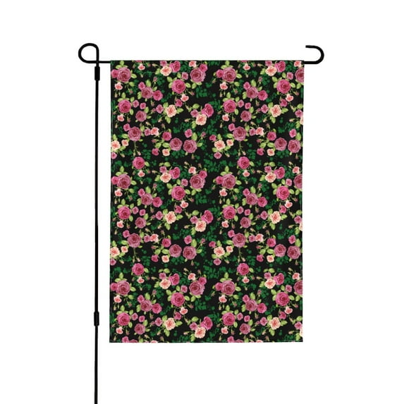 Wukai Rose Flowers Garden Flags Double Sided Welcome Garden Yard House Flags Outside Outdoor House (Only Flag)