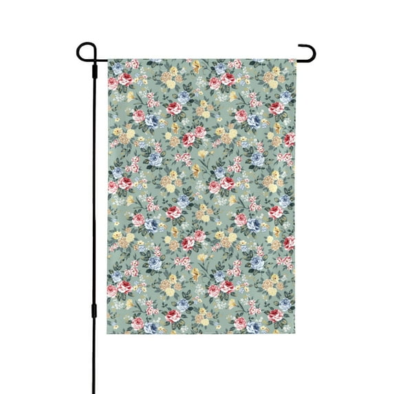 Wukai Rose Flowers Garden Flags Double Sided Welcome Garden Yard House Flags Outside Outdoor House (Only Flag)