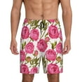 thumbnail image 1 of Wukai Rose Flowers Men’s Short Pajama Pants With Pockets Soft Sleep Pj Shorts for Men-Large, 1 of 6