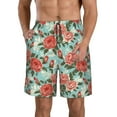 thumbnail image 1 of Wukai Rose Flowers Print Beach Trunks with Compression Liner Swimsuit Quick Dry Beach Sports Shorts with Pocket-3X-Large, 1 of 8